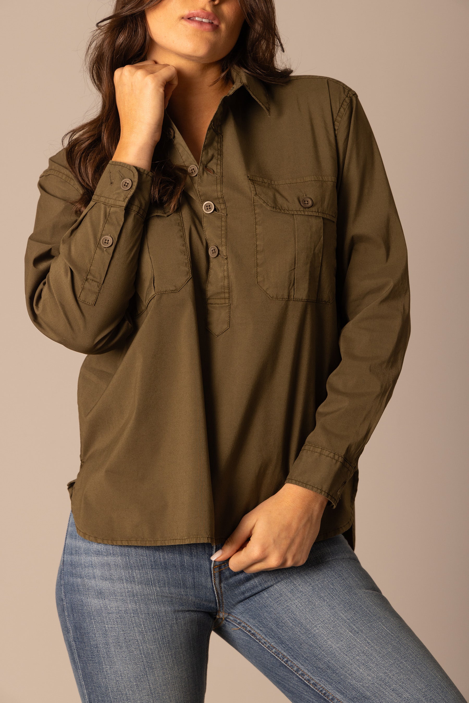 Abigail-Popover-Dark-Olive-Button-Up-Blouse-2.jpg