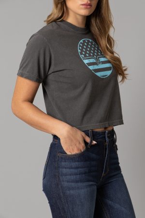 Ladies American Bullseye Crop