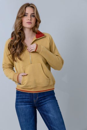 Malta Cropped Quarter Zip Sweatshirt